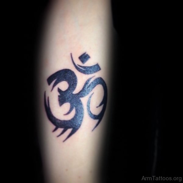 Black Ink Tribal Male Om Tattoo Design