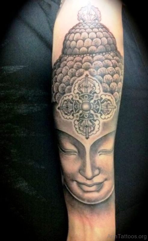 Black Inked Buddha Tattoo 