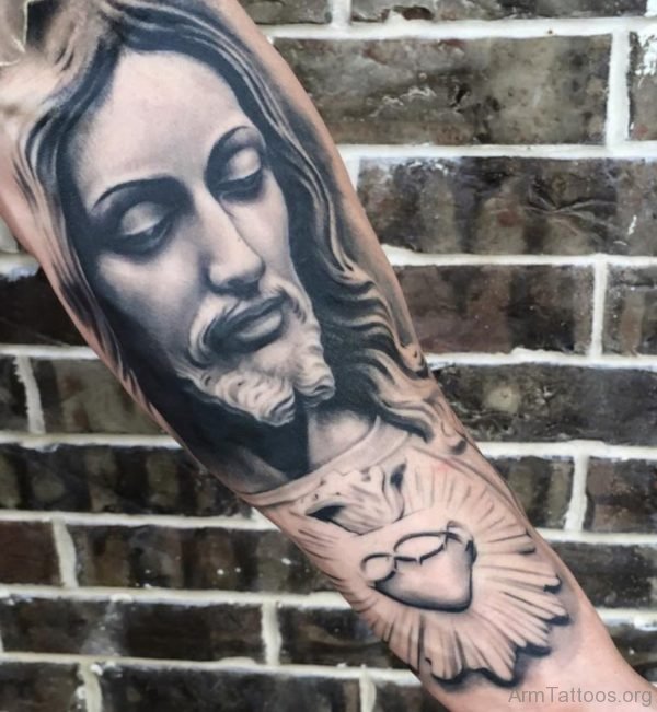 Black Jesus Tattoo On Arm