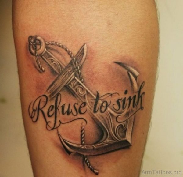 Black Light Anchor Tattoo Design