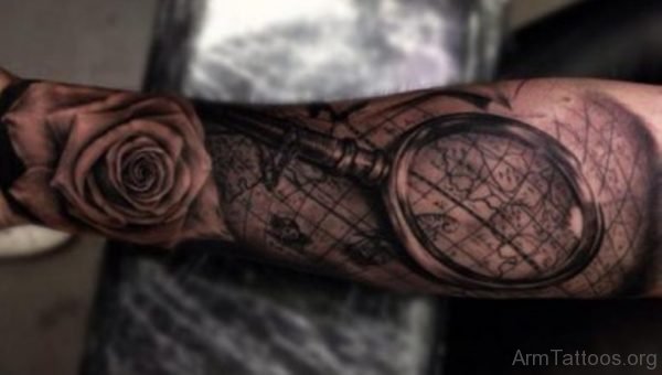 Black Map Tattoo On Arm