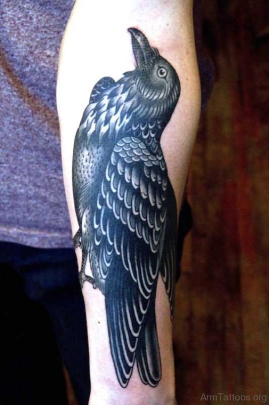 Black Raven Tattoo On Arm 