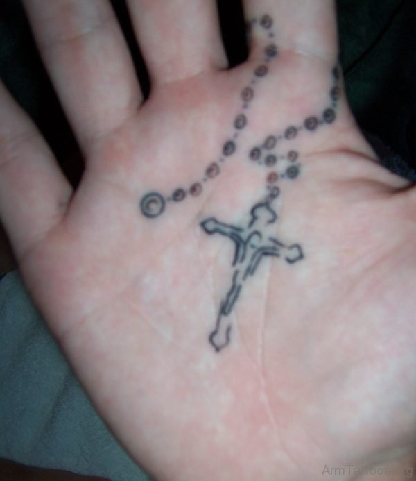 Black Rosary Cross Tattoo