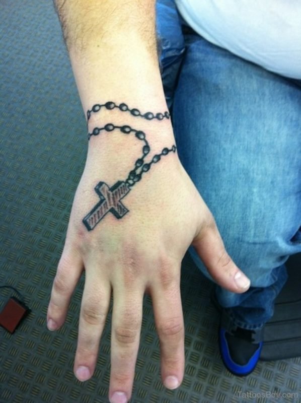 Black Rosary Wristband Tattoo