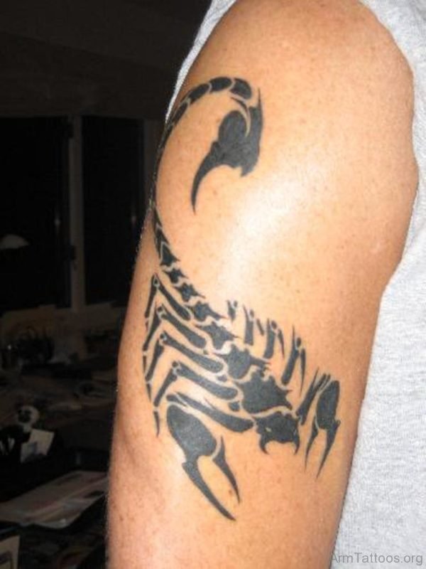 Black Scorpion Tattoo On Bicep