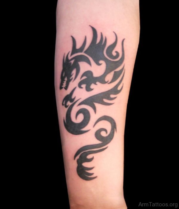 Black Tribal Dragon Tattoo