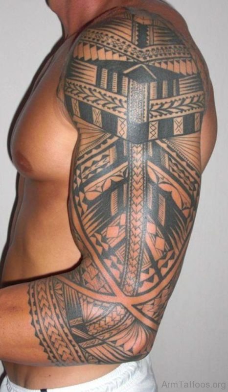 Black Tribal Sleeve Tattoo For Guys