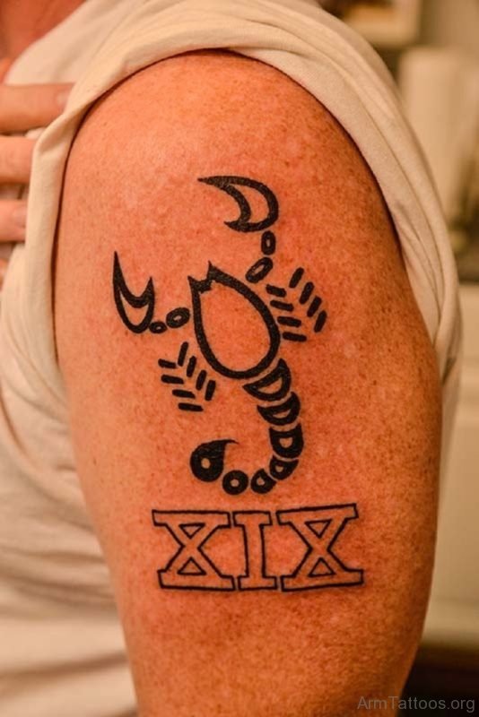 Black Tribal Zodiac Scorpion Shoulder Tattoo
