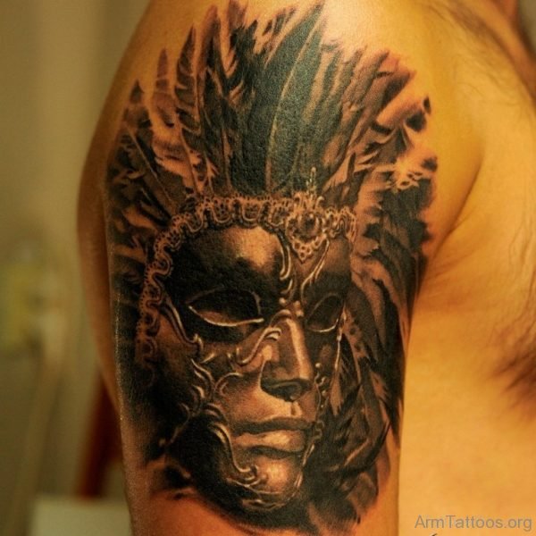 Black Venetian Mask Tattoo