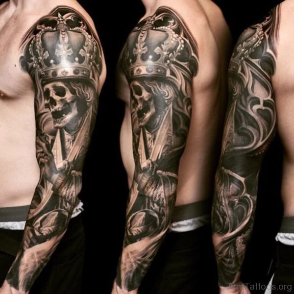 Black and white skull tattoo