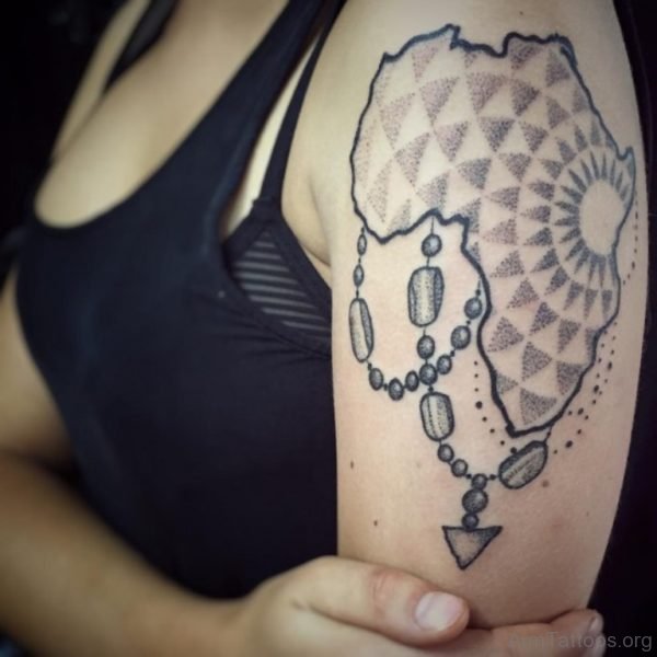 Black n Grey Ink Perfect Africa Map Tattoo