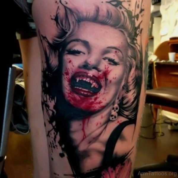 Bloody Vampire Girl Portrait Tattoo 