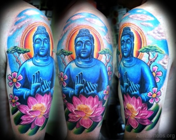 Blue Buddha TaBlue Buddha Tattoo With Pink Lotus Design ttoo With Pink Lotus Design bud2020