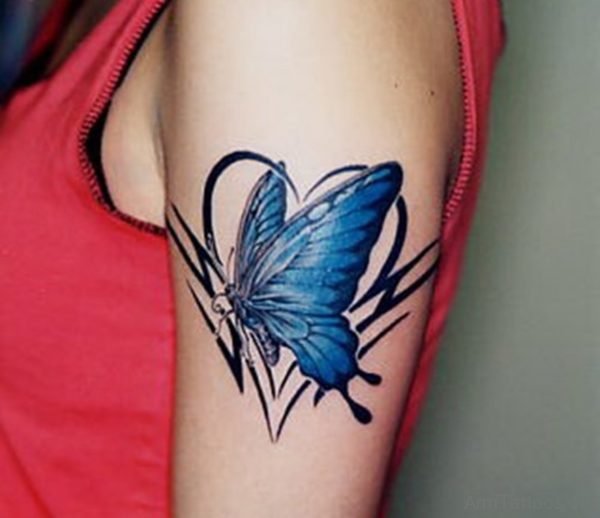 Blue Ink Butterfly Tattoo