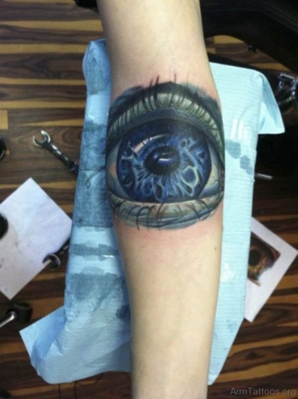 Blue Ink Eye Tattoo 