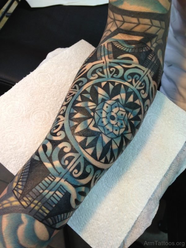 Blue Ink Mandala Tattoo