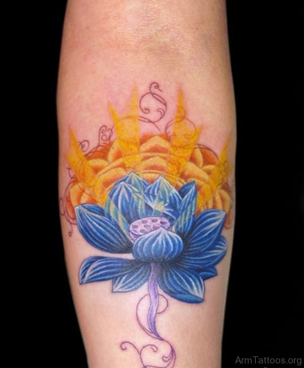 Blue Lotus Tattoo On Arm