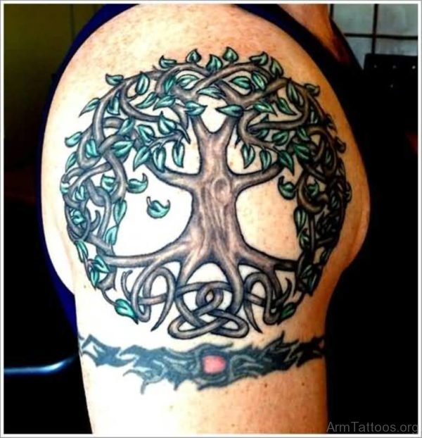 Brilliant Tree Tattoo On Shoulder