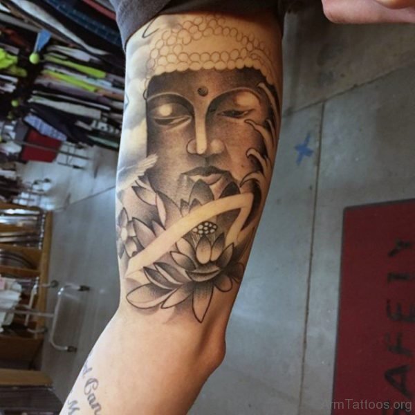 Buddha Lotus Tattoo On Arm