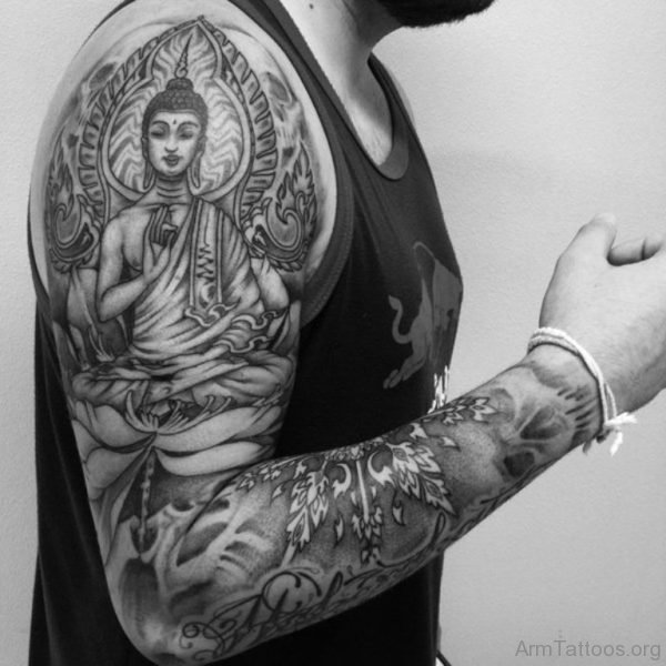 Buddha Tattoo On Full Sleeve 