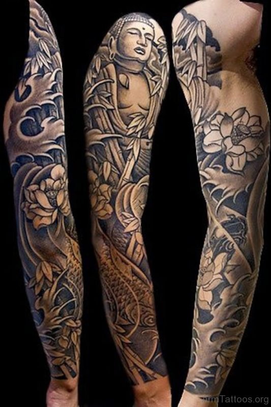 Buddha Tattoo On Full Sleeve