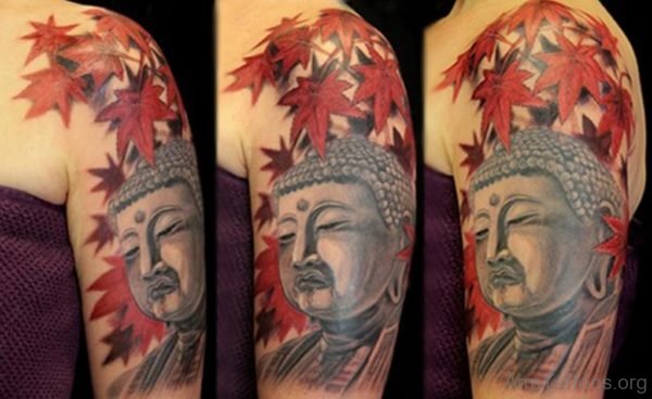Buddha With Leaves Tattoo
