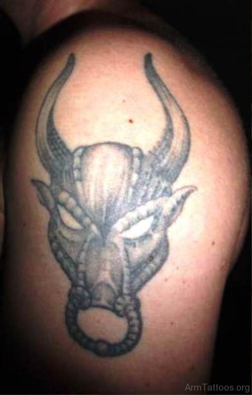 Bull Head Tattoo Design On Shoulder 