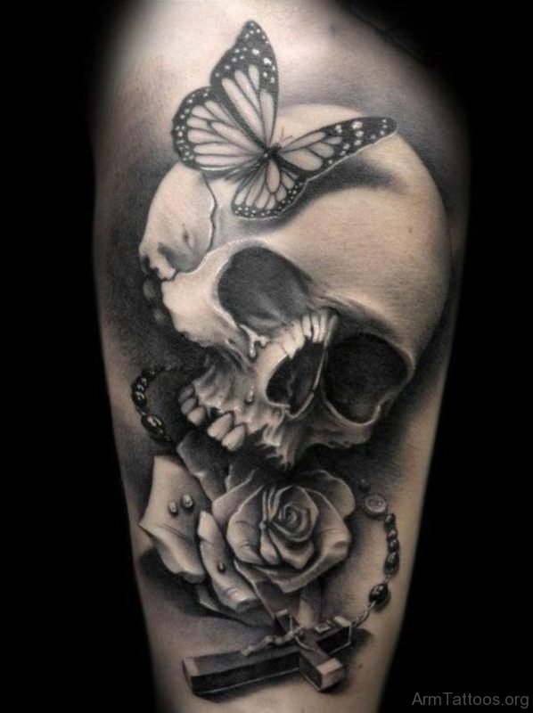 Butterfly And Skull Tattoo