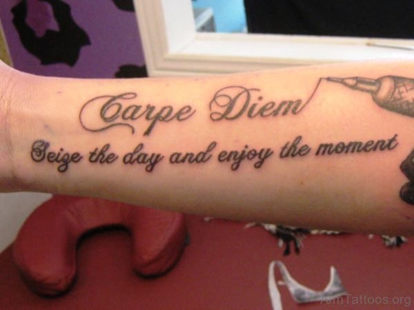 Carpe Diem With Lettering Tattoo 