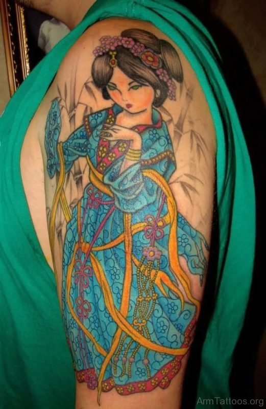 Cartoon Geisha Tattoo 