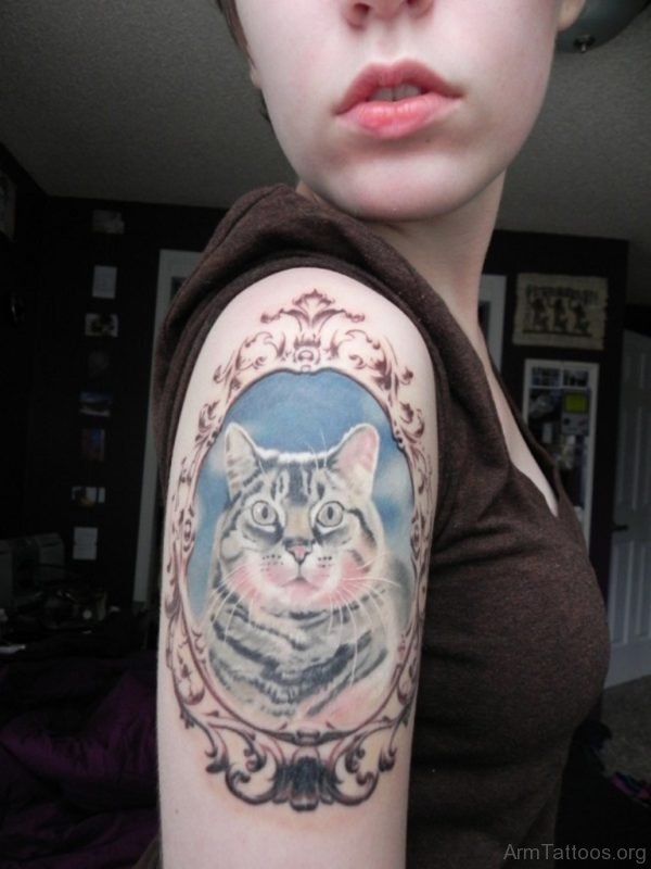 Cat Tattoo Design On Arm