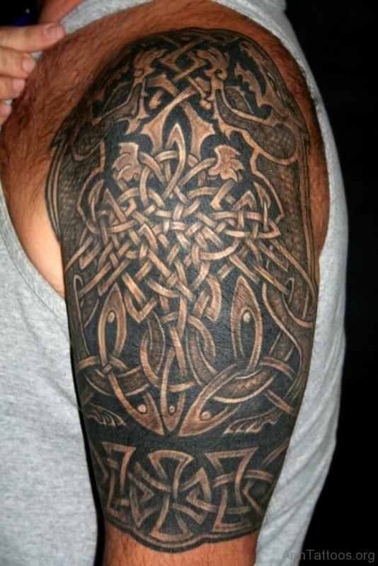 Celtic Knot and Aries Tattoo On Arm 