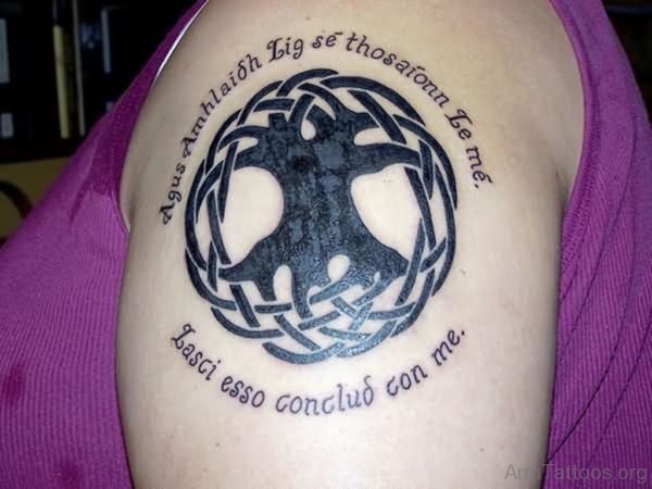 Celtic Tree Tattoo On Left Shoulder