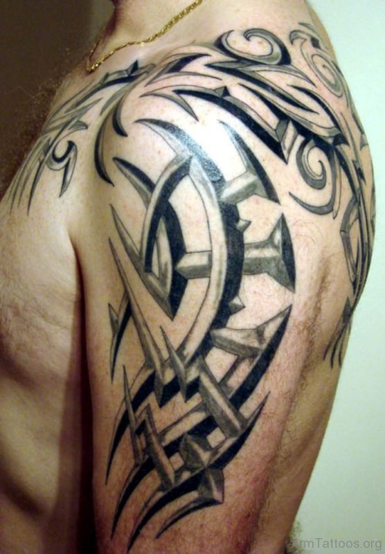 Celtic Tribal Tattoo On Left Arm 
