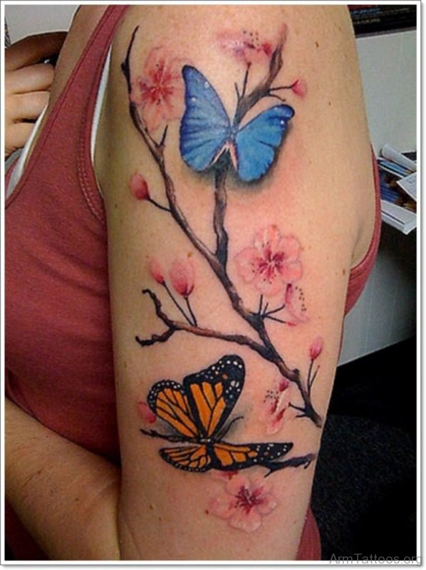 Cherry Blossom Butterflies Tattoo