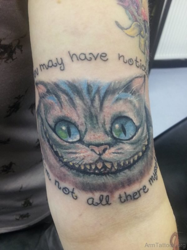 Cheshire Cat Tattoo On Arm Sleeve