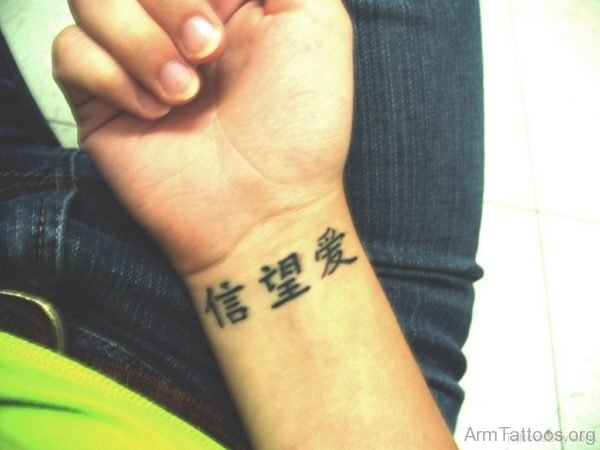 Chinese Wording Tattoo On Wrist