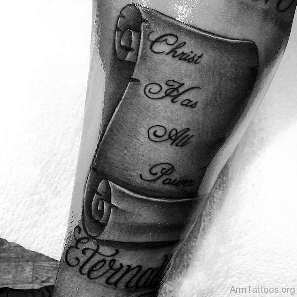 41 Lettering Scroll Tattoos On Arm.
