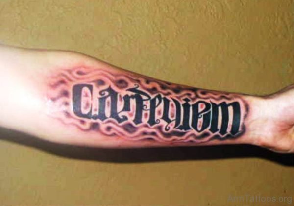 Classic Carpe Diem Tattoo On Arm 