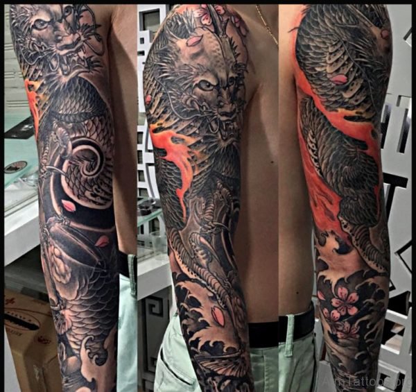 Classic Dragon Tattoo Design On Arm