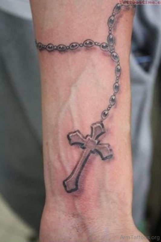 Classic Rosary Tattoo On Arm