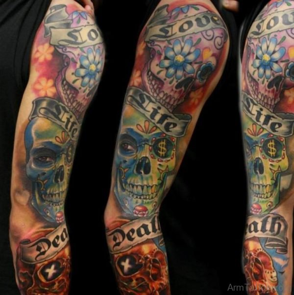 Classic Skull Tattoo For Sleeve 