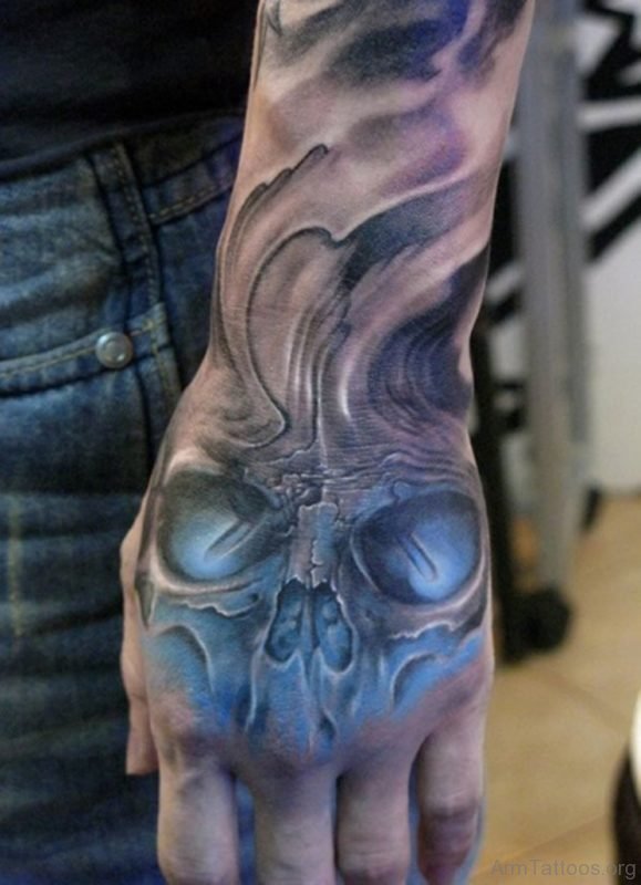 Classic Skull Tattoo On Hand