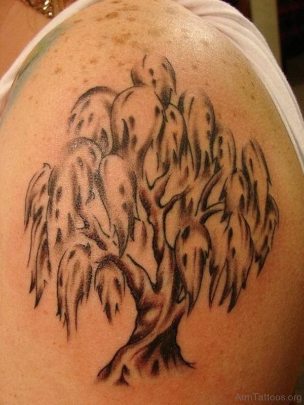 Classic Tree Tattoo On Shoulder