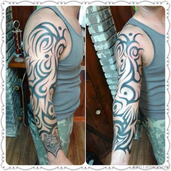 Classic Tribal Tattoo Design On Full Sleeve