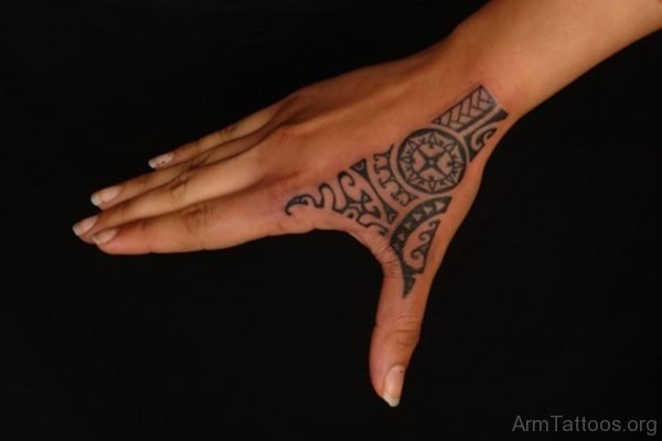 Classic Tribal Tattoo On Hand