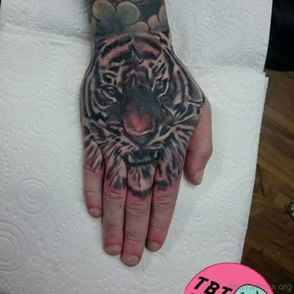 Classy Tiger Tattoo On Hand