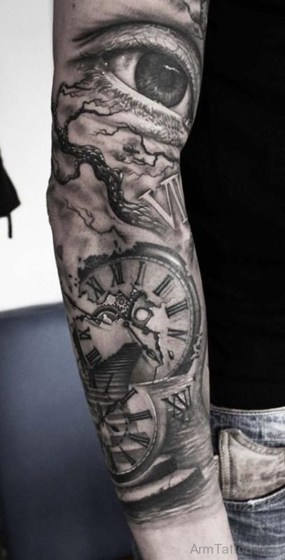 Clock And Eye Tattoo 