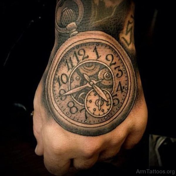 Clock Tattoo On Hand