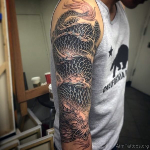 Cobra Like Dragon Tattoo Male Full Sleeves